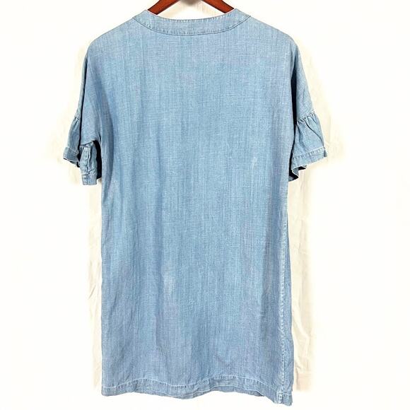 Vineyard Vines Women's Chambray Flutter Sleeve Lace Up Dress sz 0 - Picture 6 of 6